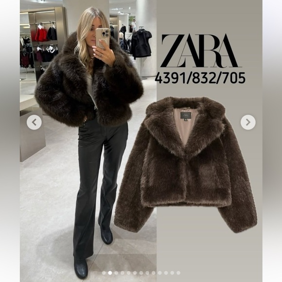 ZARA SHORT FAUX FUR COAT - Picture 2 of 16